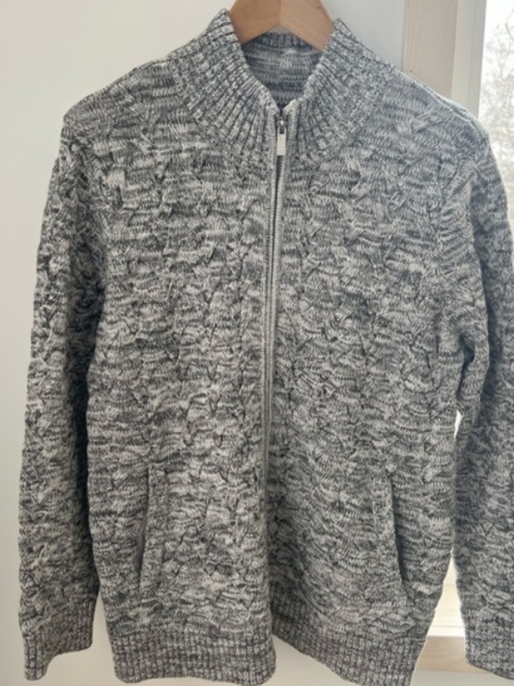 Lands' End Marled Gray Full-Zip Knit Sweater